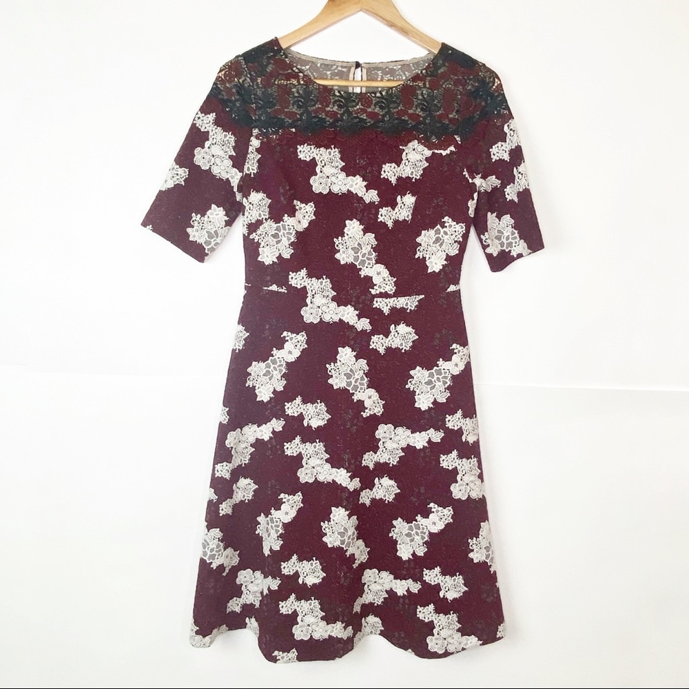NWOT Adrianna Papell Floral Lace Textured A line Dress